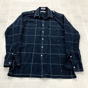 Christian Dior Blue Plaid Long Sleeve Collared Barrel Cuff Shirt Mens Size M